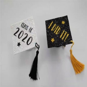 Vitt Grad Cap med skillnad färg Glitter Graduation Party Hat